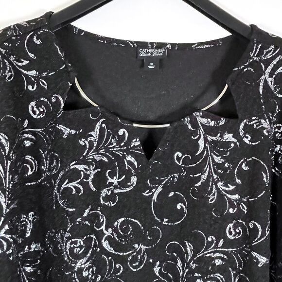 Catherines Black Label Tunic Top Textured Metallic Necklace 4X Holiday Event - Picture 1 of 9